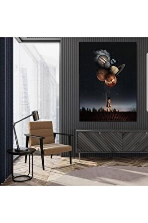 Gezegenler Kanvas Gülen Tablo