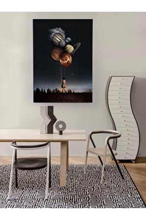 Gezegenler Kanvas Gülen Tablo