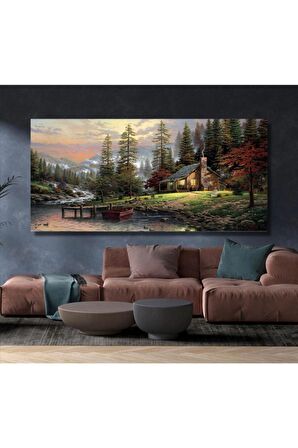 Köy Evi Huzur Manzara Kanvas Gülen Tablo