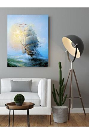 Yağlı Boya Görünümlü Büyük Yelkenli Kanvas Kanvas Canvas Tablo