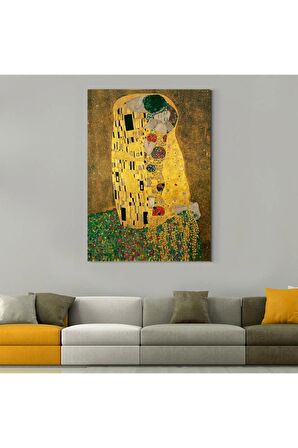 Gustav Klimt Öpücük Kanvas Gülen Tablo