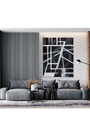 Siyah Beyaz Geometrik Desen Kanvas Kanvas Canvas Tablo