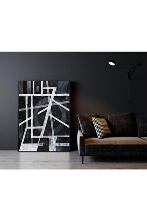Siyah Beyaz Geometrik Desen Kanvas Kanvas Canvas Tablo