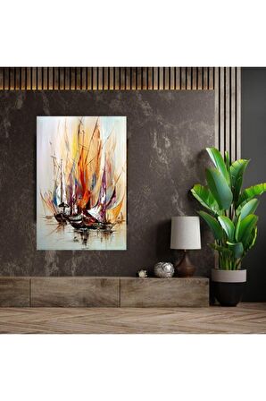 Renkli Yelkenliler Kanvas Gülen Tablo