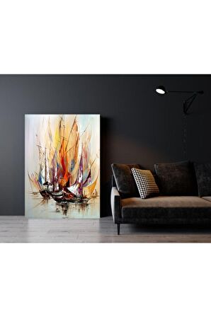 Renkli Yelkenliler Kanvas Gülen Tablo