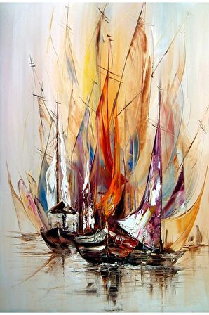 Renkli Yelkenliler Kanvas Gülen Tablo