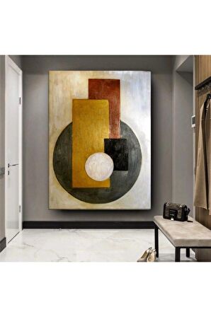 Şekilsel Soyut Kanvas Gülen Tablo