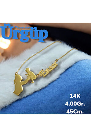 14AYAR 4.00Gram Altın Kişiye Özel Anne Bebek İsim Kolye