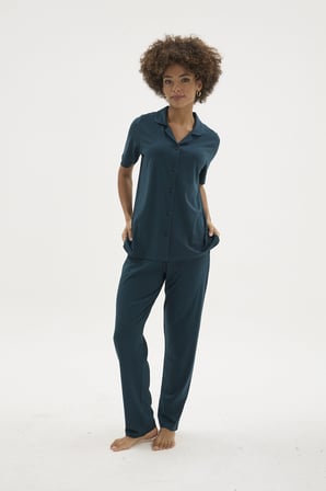 Kocabey KKT-26150K Kadın Apaj Yaka Boydan Düğmeli Pijama Takımı