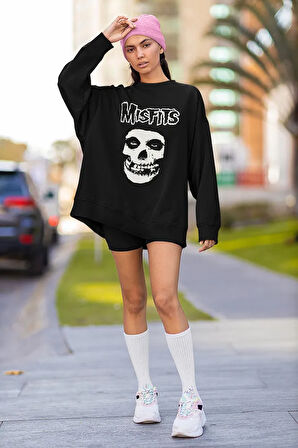 Misfits Baskılı Unisex Oversize Rock Metal Sweatshirt