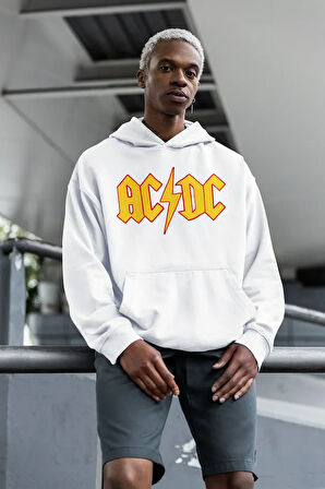 AC DC Müzik Grubu Baskılı Unisex Oversize Rock Metal Hoodie