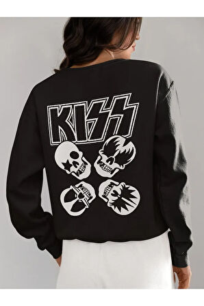 Kiss Müzik Grubu Baskılı Unisex Oversize Tasarım Sweatshirt