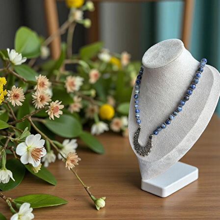 Sodalit Çiçek Yaka Kolye