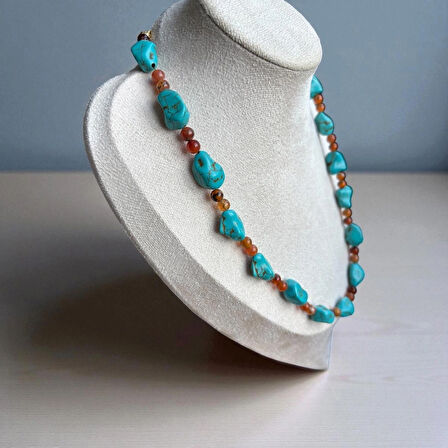 Doğal Turkuvaz Akış Kolye