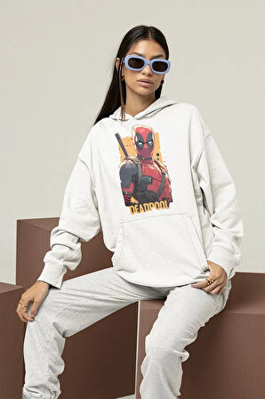 Marvel Deadpool Baskılı Unisex Oversize Hoodie