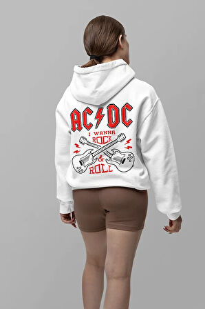 Rock Metal Müzik Grubu Baskılı Unisex Oversize AC DC Hoodie