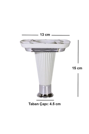 Mobilya Kanepe Puf Sehpa Koltuk Ayağı 15 Cm Beyaz Krom Baza Ayak 1 Adet