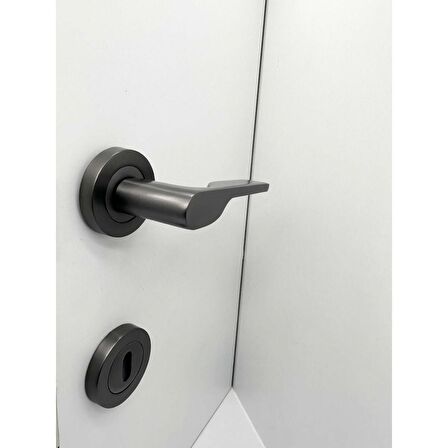 KOLDOOR Petra Mat Skoç Füme Rozetli Oda Kapı Kolu 4 Takım