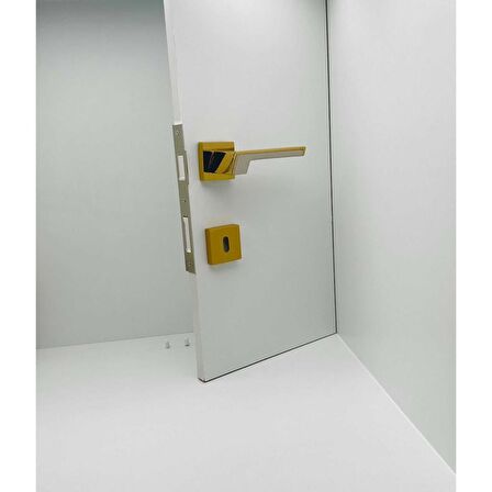 KOLDOOR Volvo İnox Gold Kare Rozetli Oda Kapı Kolu 4 Takım