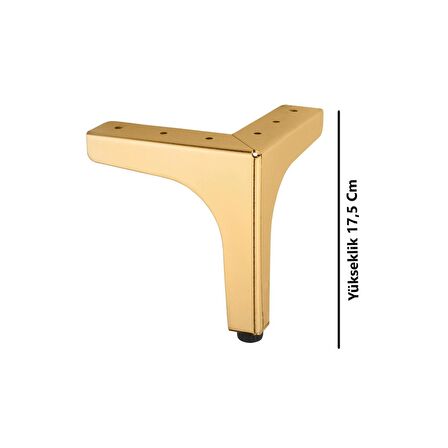 Koldoor Minerva Metal Altın Mobilya Ayağı Ayarlı Koltuk Chester Baza Ayağı 17,5 Cm 1 Adet