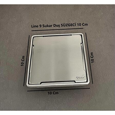 KOLDOOR Sukar Line 9 Plain Paslanmaz Çelik Kasa İnox Duş Süzgeçi 360° Ayarlanabir 10x10 Cm Ø50 Çıkış 1153-1031099-01