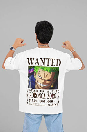 Wanted Roronoa Zoro Baskılı Unisex Oversize Anime Karakter Tişört