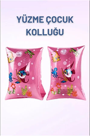 Hayvan Desenli Pembe Üçgen 3-6 Yaş İçin Yüzme Deniz Kolluğu