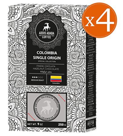 Kolombiya Single Origin 250 Gram 4'lü Avantaj Paketi Çekirdek Kahve