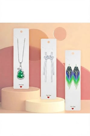 Premium Beyaz Takı Sergileme Kartı 100 Adet | Kolye ve Küpe Sunum Kartı