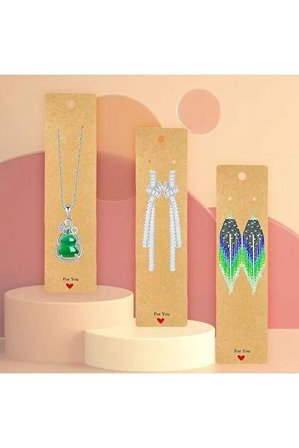 Premium Kraft Takı Sergileme Kartı 100 Adet | Kolye ve Küpe Sunum Kartı
