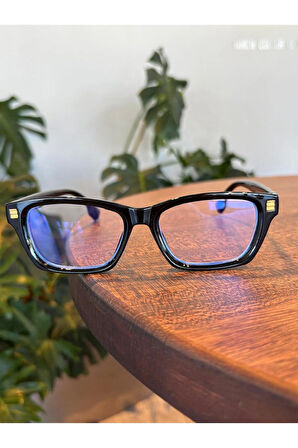 Kona Siyah Dikdörtgen Unisex Kadın Erkek Mavi Işık korumalı Gözlük