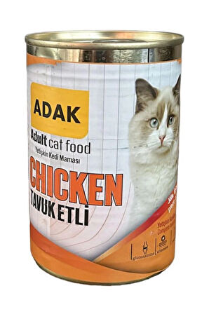 Adak Tavuk Etli Yetişkin Kedi Maması Konservesi 415GR x 24 Adet