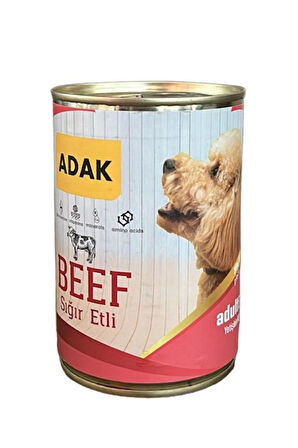 Adak Sığır Etli Yetişkin Köpek Konservesi 415GR x 24 Adet