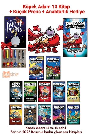 Köpek Adam Serisi 13 Kitap Tam Set (Kasım 2025 Tüm Seri) ve Küçük Prens + 1 Anahtarlık