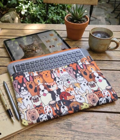 Tadsy Köpek Desenli Tablet Kılıfı 12.3 İnç Gri