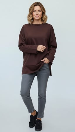 Ece Giyim Tesettür Tunik Kahverengi 2XL