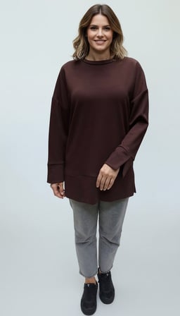Ece Giyim Tesettür Tunik Kahverengi 2XL