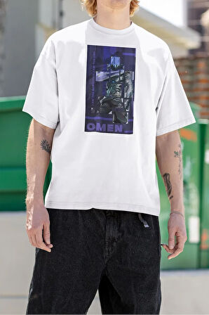 Omen Karakter Baskılı Unisex Oversize Valoorant Tişört