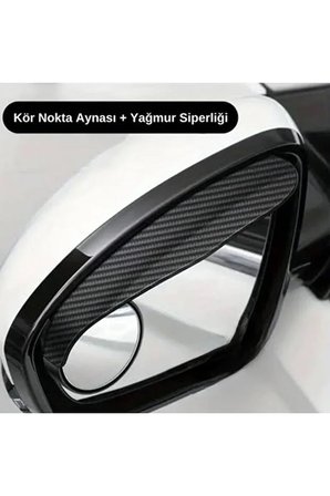 Kör Nokta Aynası 360 Derece Dönebilir Karbon Şapkalı Araç Aynası Ayarlanabilir Geçmeli
