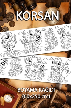 Jumbo Korsanlar Dev boyama Kağıdı 60cm x 250cm