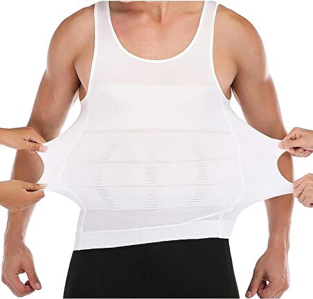 Wi Fro Erkek Beyaz Atlet Korse Atlet Bel Göğüs Göbek Jinekomasti Toparlayıcı Dik Duruş