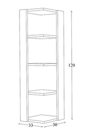 Köşe Kitaplık Duvar Kitaplığı 5 Raflı