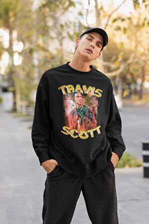 Travis Scott Baskılı Unisex Oversize Rapper Sweatshirt