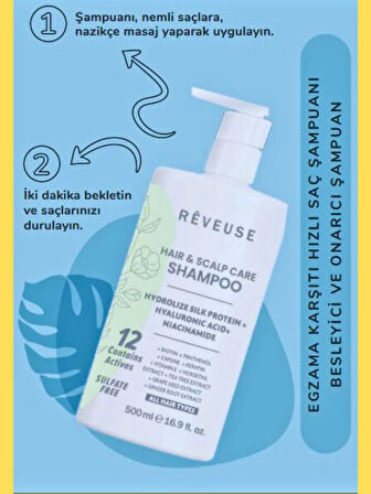 Reveuse Egzema Kepek Saç Dökülmesine Karşı Etkili Hızlı Saç Uzatan Bakım Ve Onarım Şampuanı 500ml