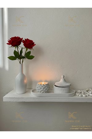3'lü Dekoratif Set Kozalak Mumluk & Nervürlü Kapaklı Kutu & Oval Tepsi El Yapımı Ev Dekor Hediyelik