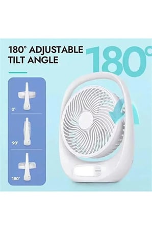  Yeni Model 3 Kademeli Masaüstü Ev Ofis Fanı 1800 mAh Şarjlı Led Işıklı Vantilatör