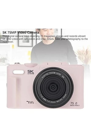 5K Dijital Retro Video Kamera 75MP 18X Zoom Flaşlı (64GB) Kart Dijital Vlog Fotoğraf Makinesi TÜRKÇE