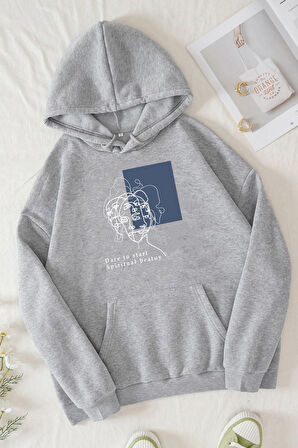 Uyguntarz Unisex Minimal line drawing Baskılı Sweatshirt