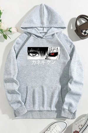 Unisex Ken Kaneki Baskılı Kapüşonlu Sweatshirt