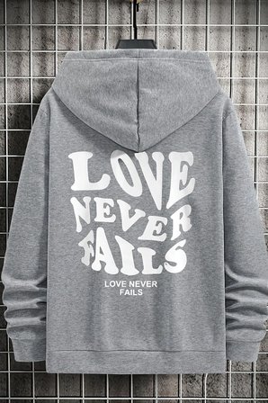 Unisex Love Never Fails Sırt Baskılı Sweatshirt